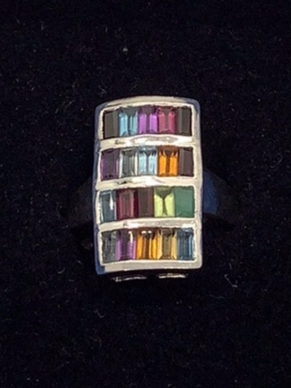 JTV Multicolor Baguette Inlay Sterling-Style Ring